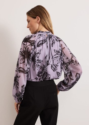 Phase Eight Aretta Floral Print Shirts Purple Canada | BENTUM-628